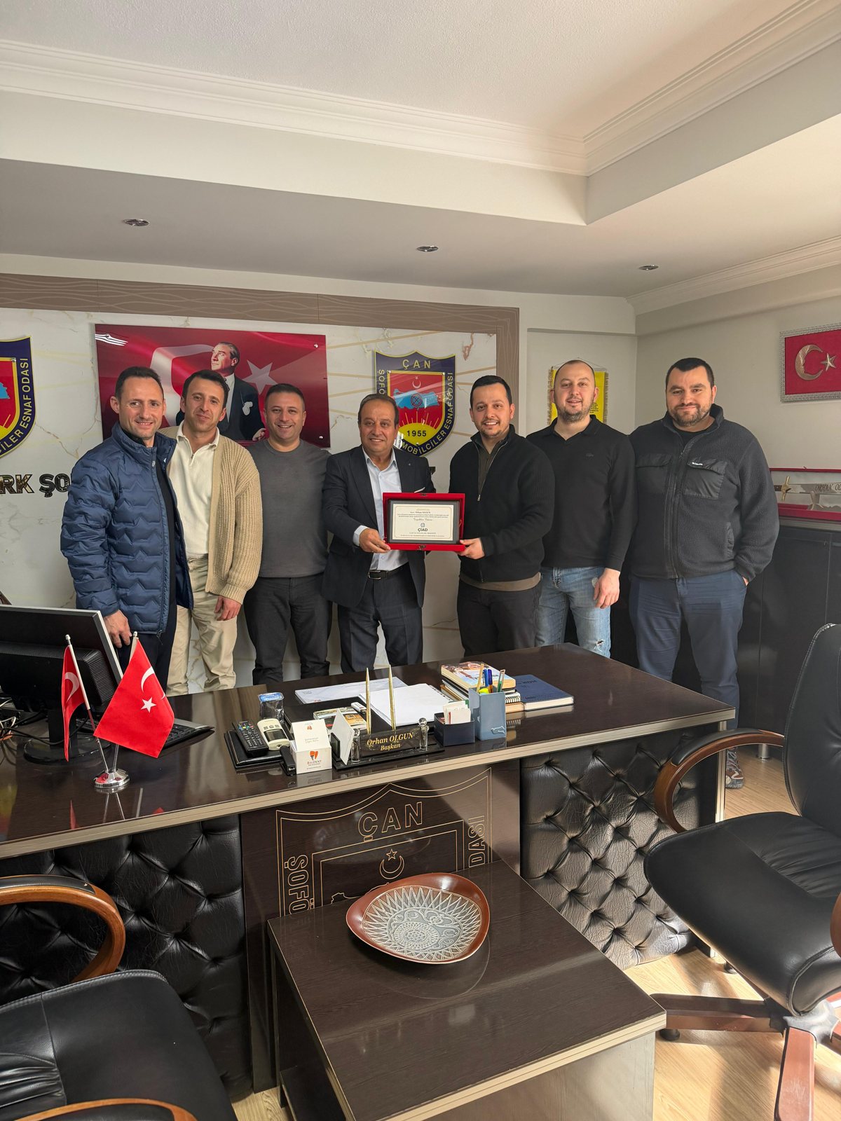 Çan Şoförler ve Otomobilciler Esnaf Odası Başkanı Orhan Olgun'a hayırlı olsun ziyareti