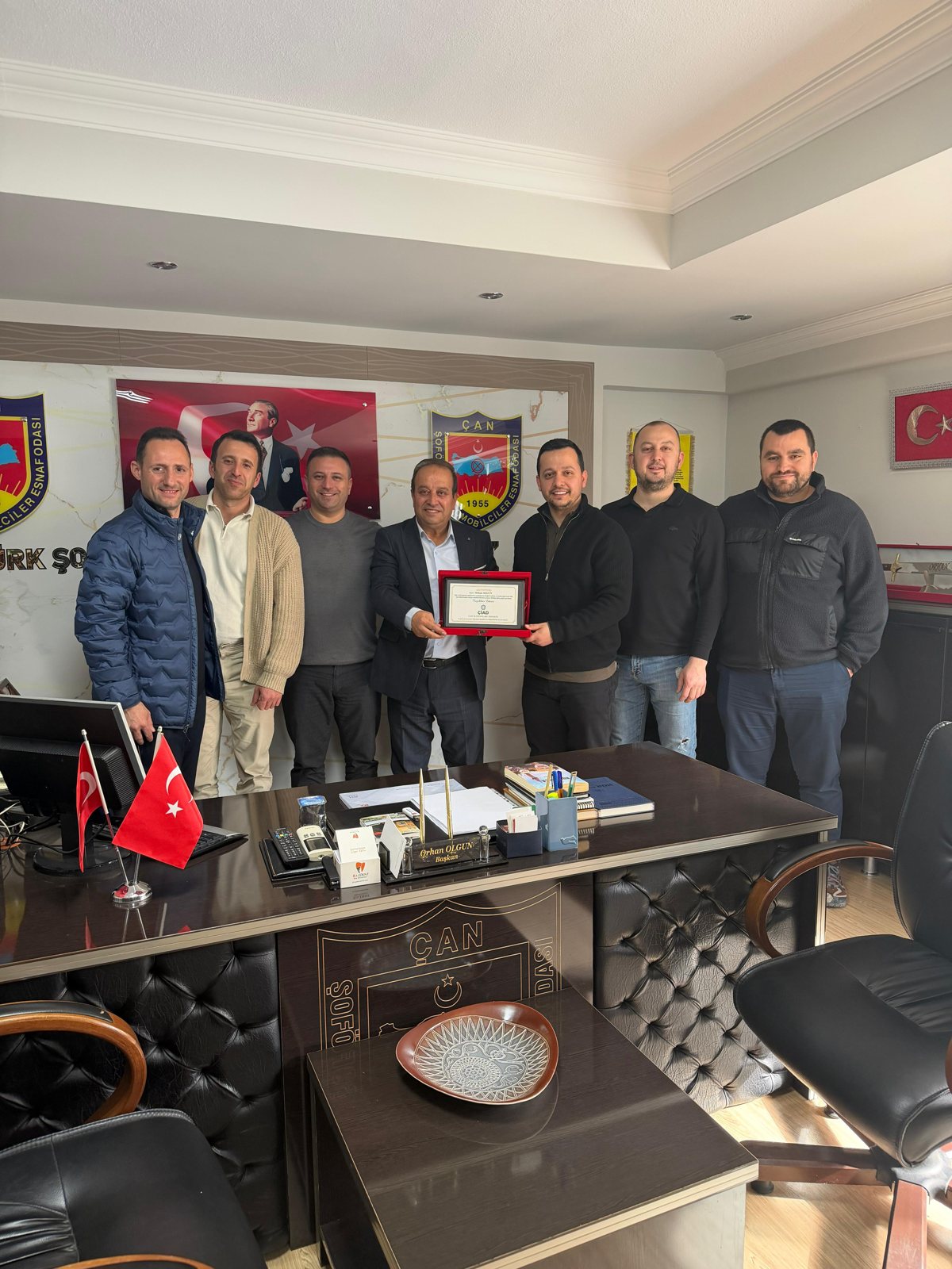 Çan Şoförler ve Otomobilciler Esnaf Odası Başkanı Orhan Olgun'a hayırlı olsun ziyareti