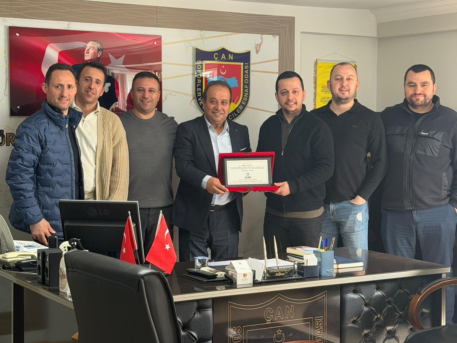 Çan Şoförler ve Otomobilciler Esnaf Odası Başkanı Orhan Olgun'a hayırlı olsun ziyareti